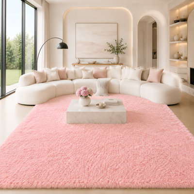 6x9 Ft Pink Large Shag Rugs for Living Room Decor Soft Fluffy Furry Area Rugs for Bedroom Indoor Floor, Aesthetic Carpet for Kids Home