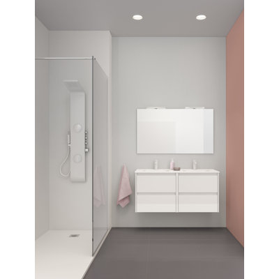 Ensemble de meuble-lavabo de salle de bain double fixé au mur 48" Gravette