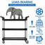Service Cart Heavy Duty 3-Shelf Rolling Utility/Push Cart with Lockable Wheels, 163.3 kg. Capacity, Black, for Foodservice/Restaurant/Cleaning