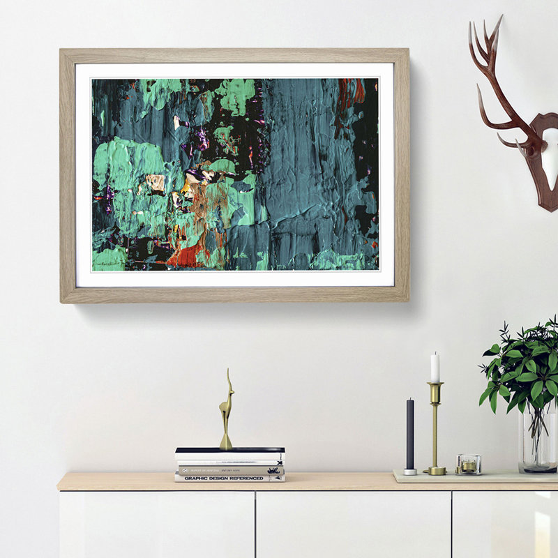 Abstract Art Painting Vol.229 by S.Johnson - Picture Frame Painting Print, 48cm H x 65cm W x 2cm D, Oak Framed