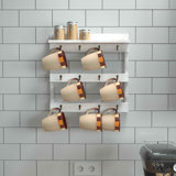 Wall Mount Coffee Mug Rack with Upper Storage Shelf