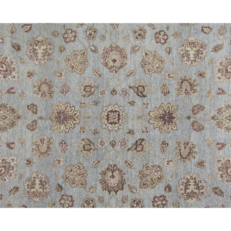 Tapis bleu et ivoire de haute qualité noué à la main