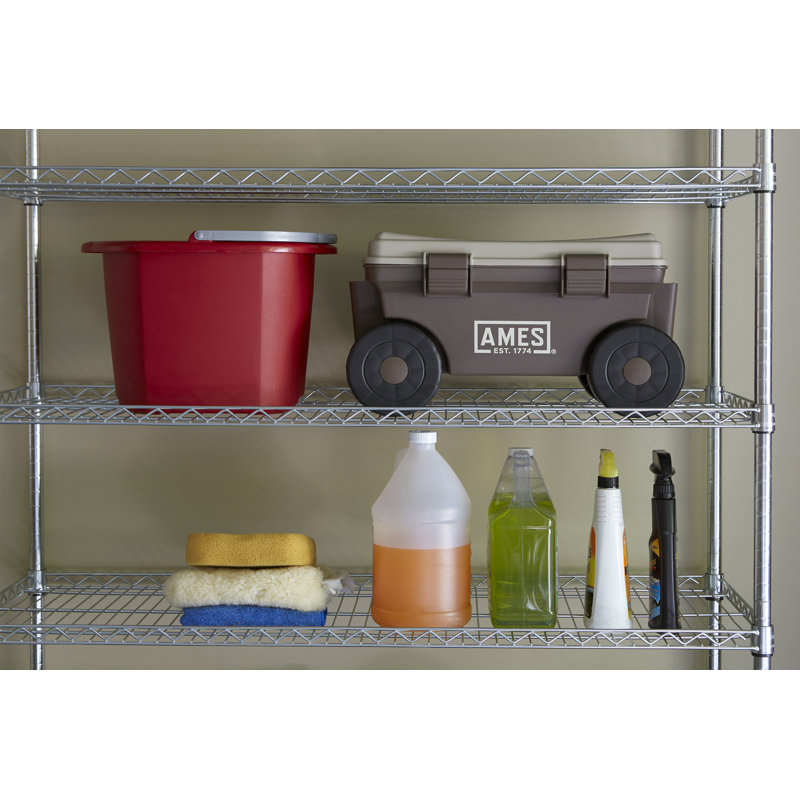 Brown and Beige Plastic Rolling Garden Storage Cart