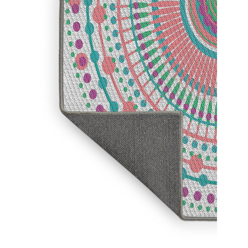 Gris laine/rose/vert Tapis décoratif, Rectangle 6 pi x 9 pi