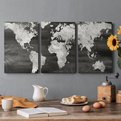 Carte du monde industriel - Toile tendue avec châssis de qualité supérieure - Prêt à être accroché