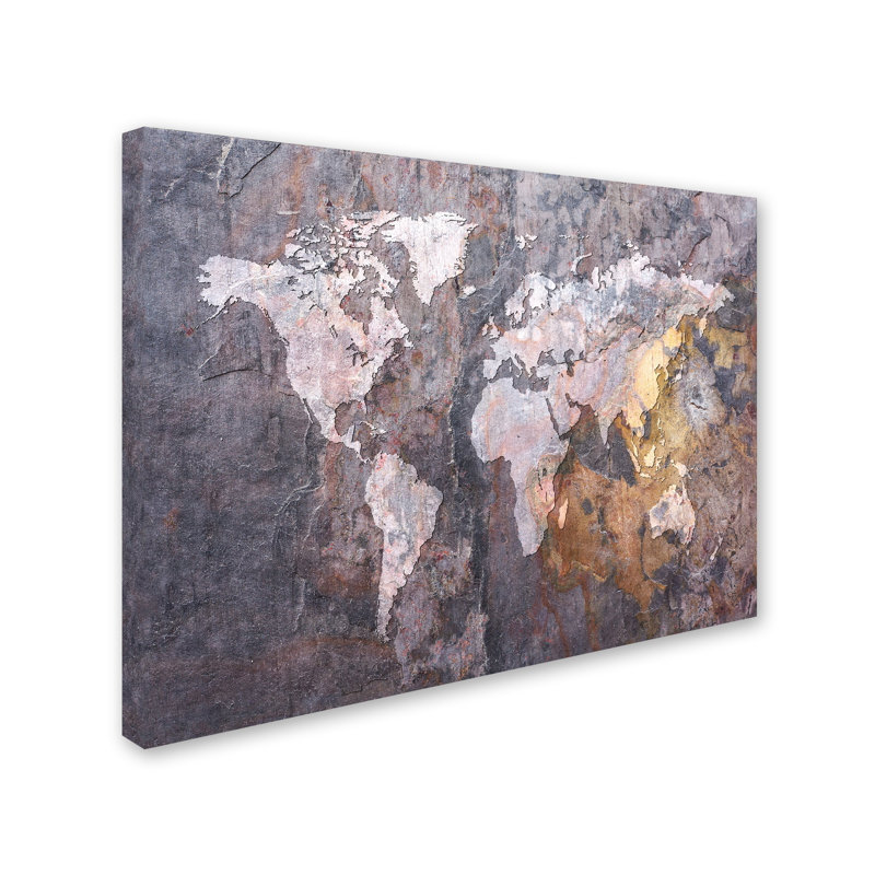 « world map-rock », impression sur toile, H 14 po x l 19 po