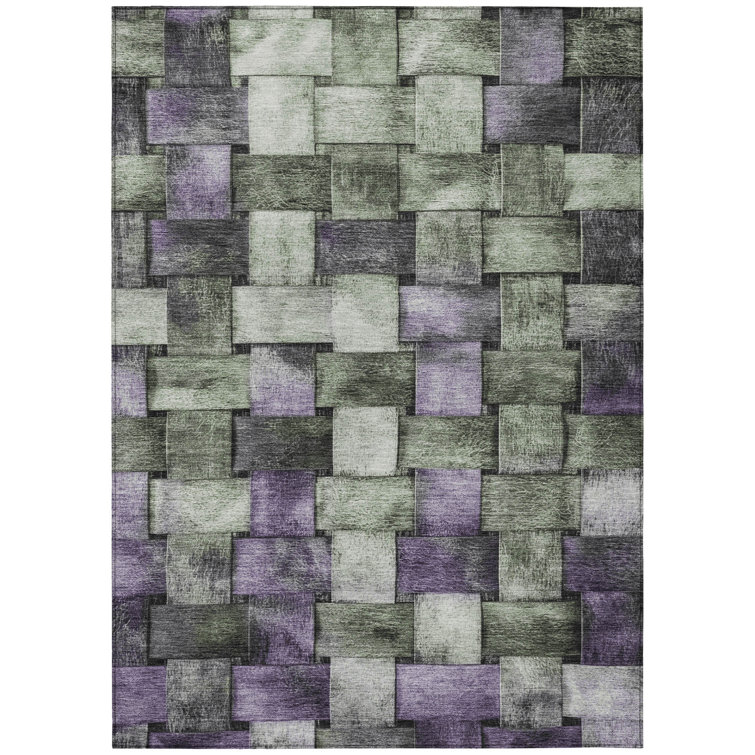 Machine Washable Indoor/Outdoor Xhevrie Sage Rug