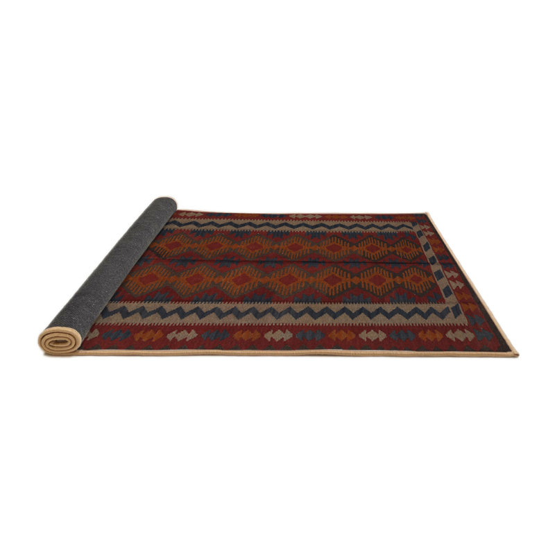Tapis traditionnel rouge / bleu Alishah, Rond 4 pi