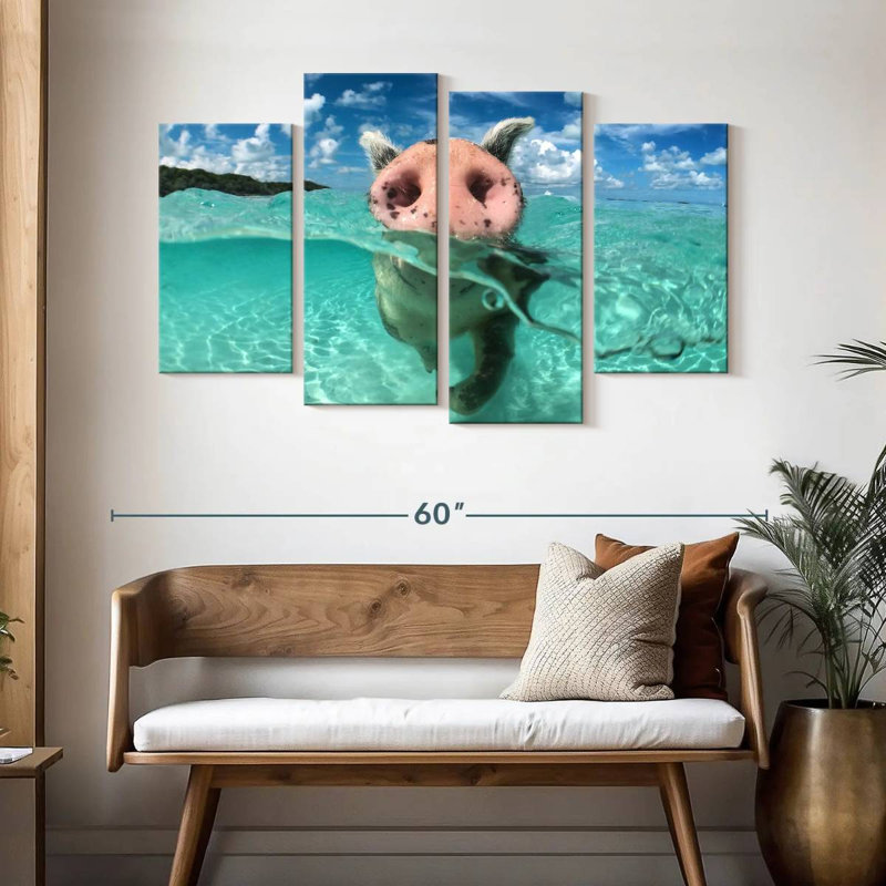 Brampt Swimming Wild Pig, 32"H x 52"W