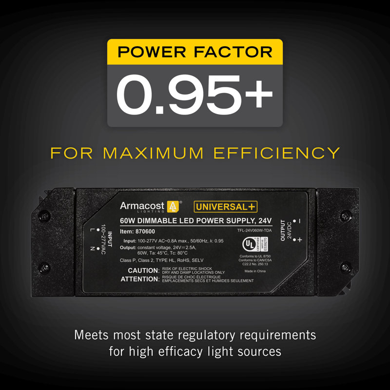 Compact Black 24V Dimmable LED Power Supply