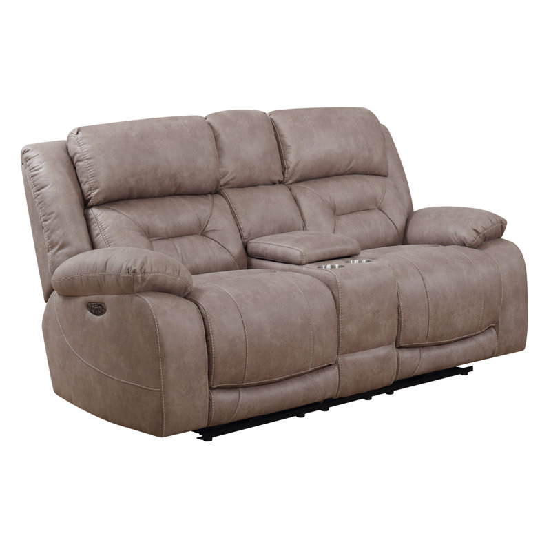 Aprill Upholstered 77'' Reclining Loveseat, Desert Sand Polyester