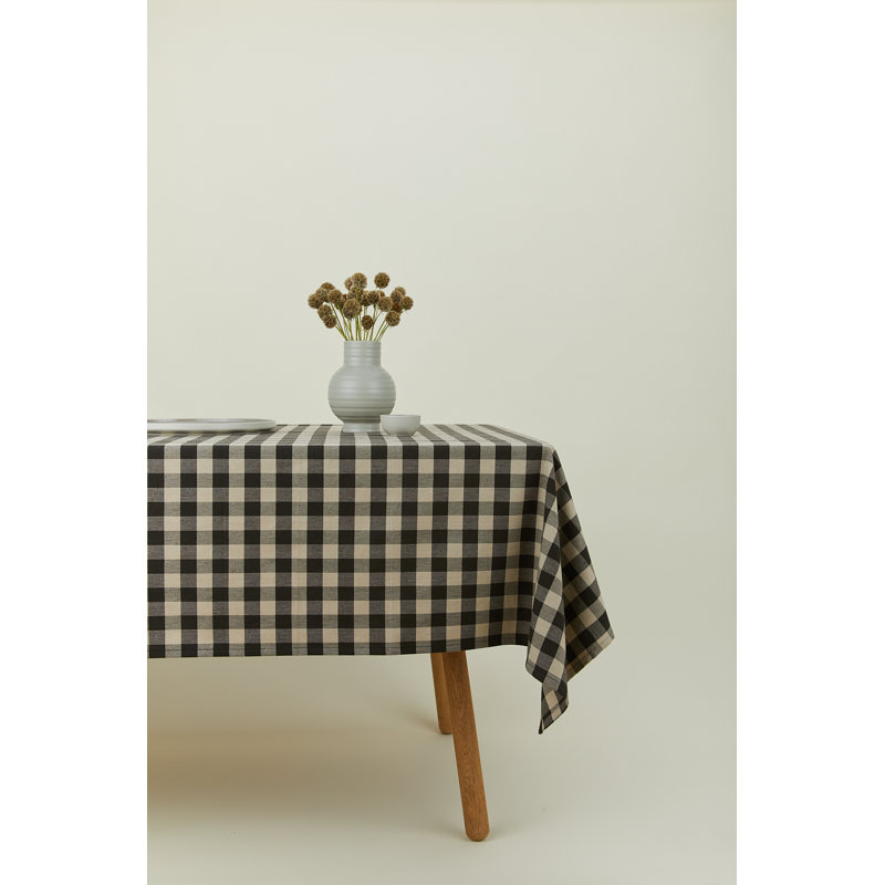 Essential Gingham Tablecloth, Black/Light Gray