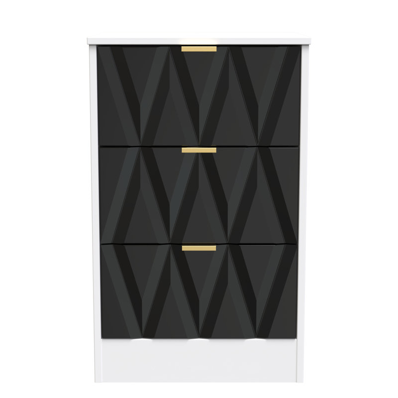 Las Vegas 45 cm W Bedside Table, Deep Black/White Matt