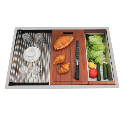 30 Inch Workstation Ledge Kitchen Sink Undermount 304 Stainless Steel Single Bowl R10 Tight Radius Sink