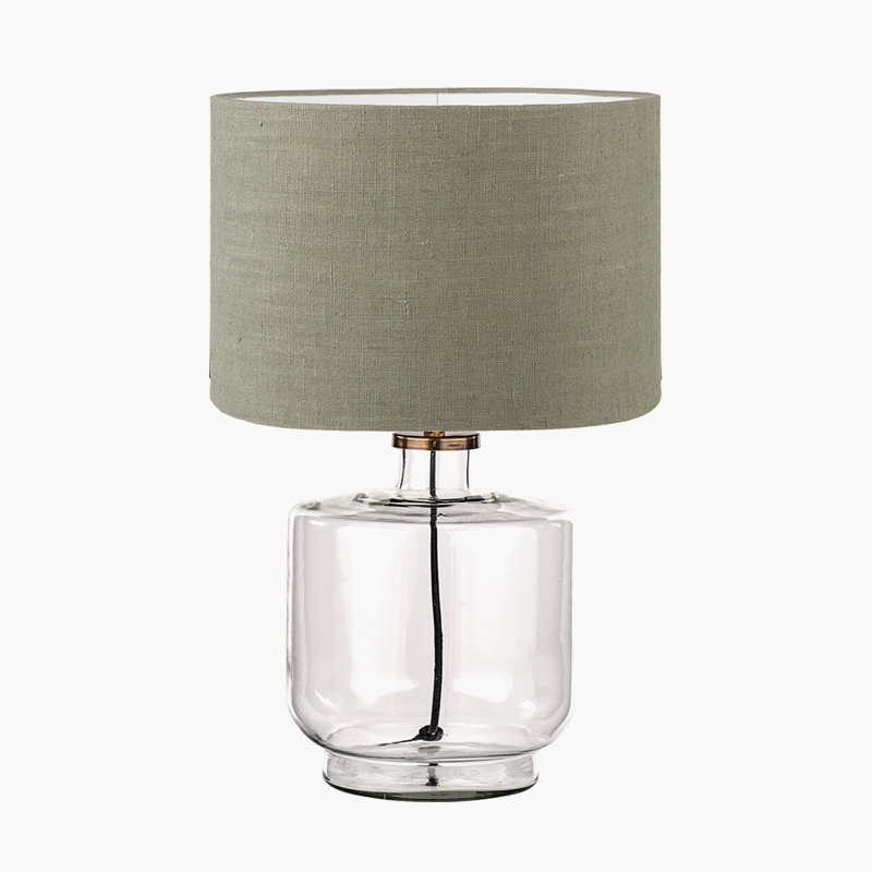 Bhakti Glass Table Lamp, Green, 19.68" H x 11.81" W x 11.81" D, Linen