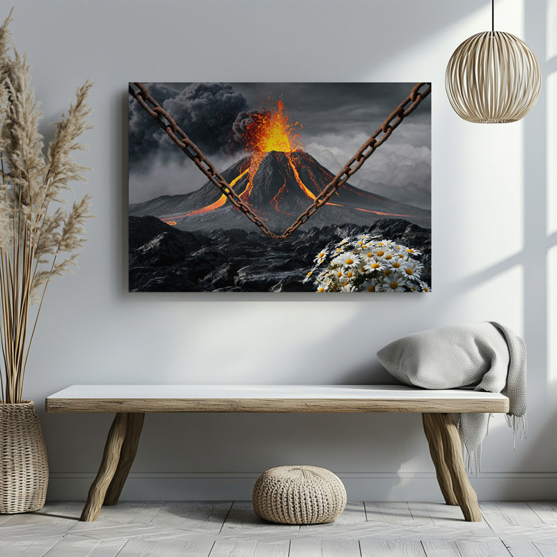 Toile, "Un paysage volcanique dramatique", art mural volcanique, H 11 po x l 14 po