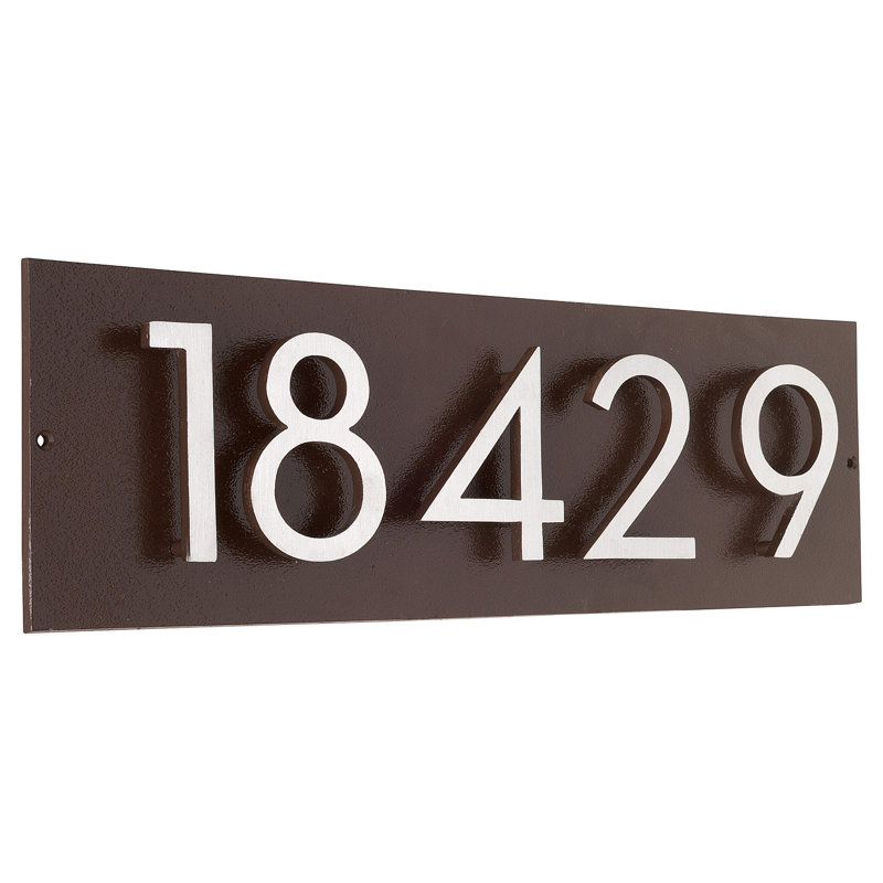 Plaque d'adresse horizontale flottante 4 po (5 chiffres), Bronze romain, Nickel satiné deux tons, Oui