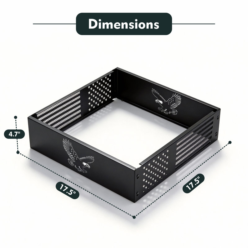 Accessoire de foyer en acier pour table de foyer d'extérieur, 4.73" H x 17.52" W x 17.52" D