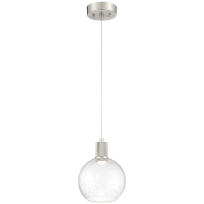 Luminaire suspendu bourgogne Southglenn - acier brossé - verre bullé - DEL dédiée