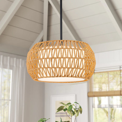 18‌″ Caramel Coastal Boho Hand-Woven Paper Rope Pendant