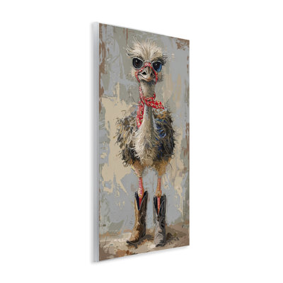 Ostrich & Cowboy Boots Wall Plaque Art by Petals Prints Design