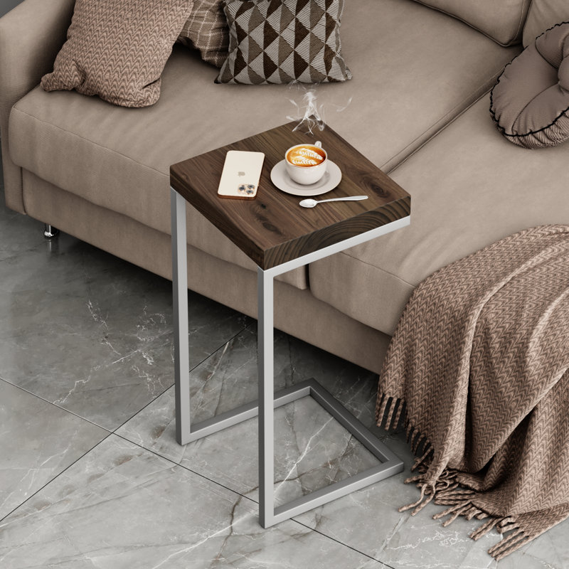 Table d'appoint en forme de C rustique, Gris, Jacobin