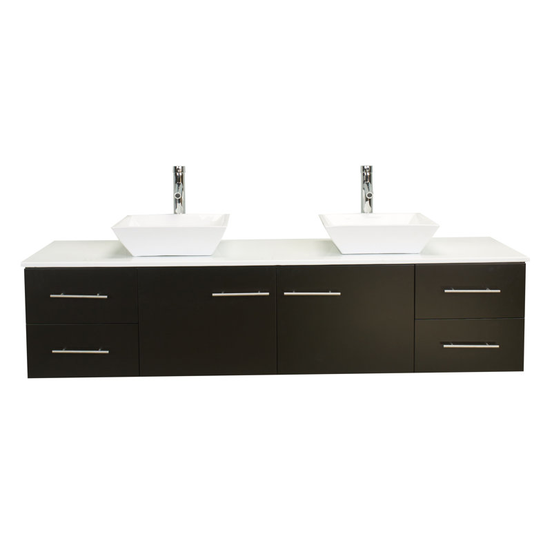 Juarez 60" Wall-Mounted Double Bathroom Vanity Set, Espresso