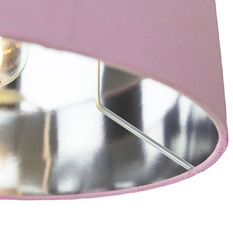 Contemporary Cotton Lamp/Light Shade with Shiny Paper Inner, Pink, 20cm H x 30cm W x  30cm D