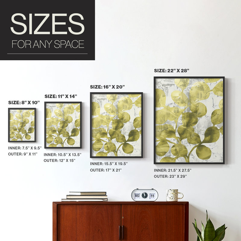 Green Leaf Shimmer II, reproduction encadrée - bois massif, H 21 po x l 17 po, Black