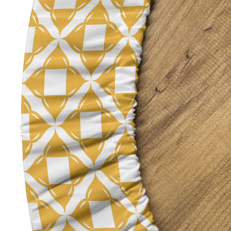 Ambesonne Orange Fitted Round Tablecloth White