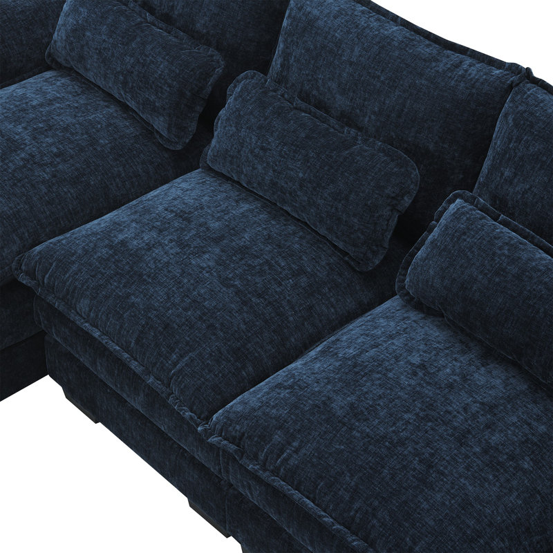 Alyzza Modern U-Shaped Sectional Sofa with Double Chaise & Lumbar Pillows – Sleeper Sofa for Apartments, Living Rooms