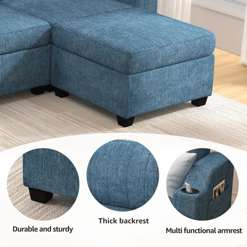 Canapé modulaire rembourré 8 pièces Palvi, Bleu