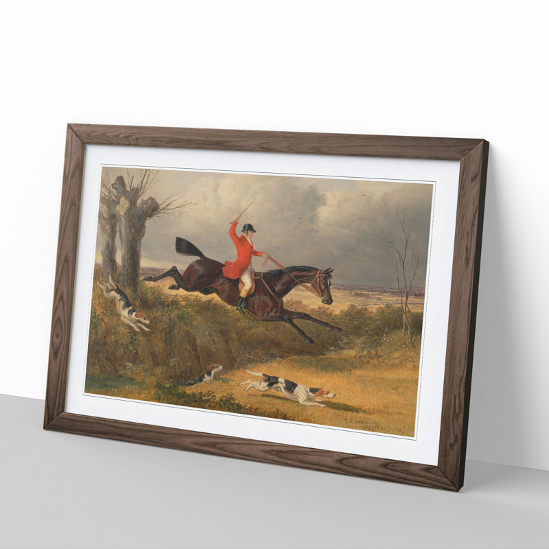 Fox Hunting Vol.2 by John Frederick Herring - Framed Print, 27cm H x 36cm W x 2cm D, Walnut Framed