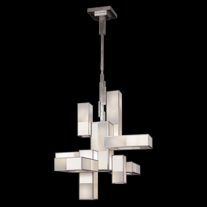 Lustre rectangulaire 46 "Perspectives, Argent estompé