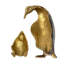 Ensemble de figurines de pingouins (parent et bébé) en aluminium moulé, doré, marron et turquoise, 25 cm de hauteur