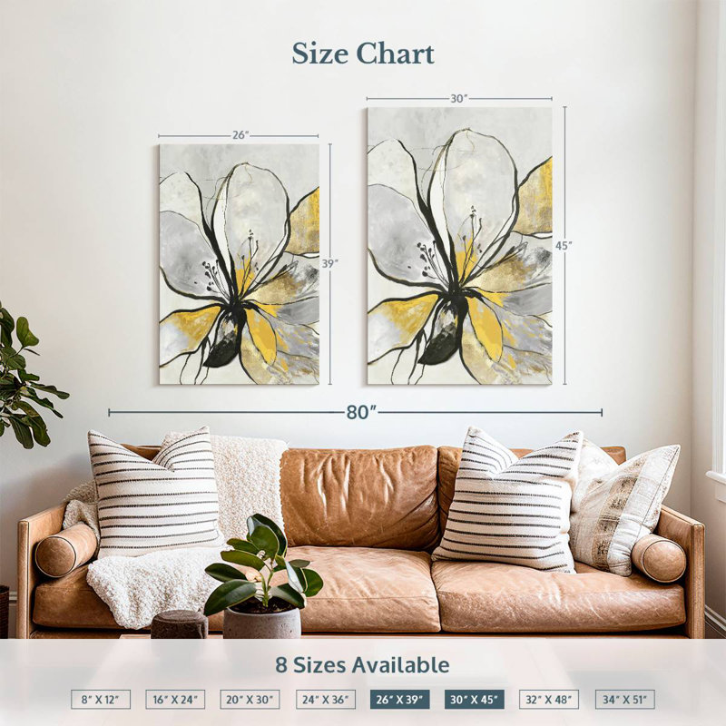 Harnek Outline Floral II, version jaune, H 39 po x l 26 po