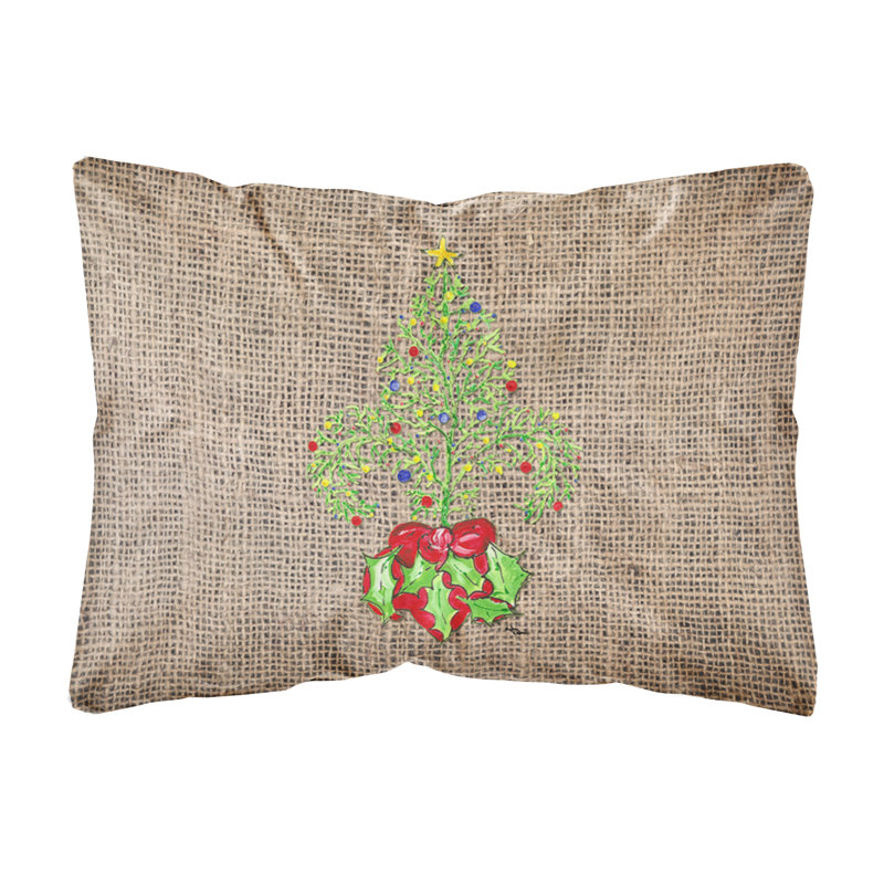Christmas Tree Fleur De Lis Indoor/Outdoor Throw Pillow