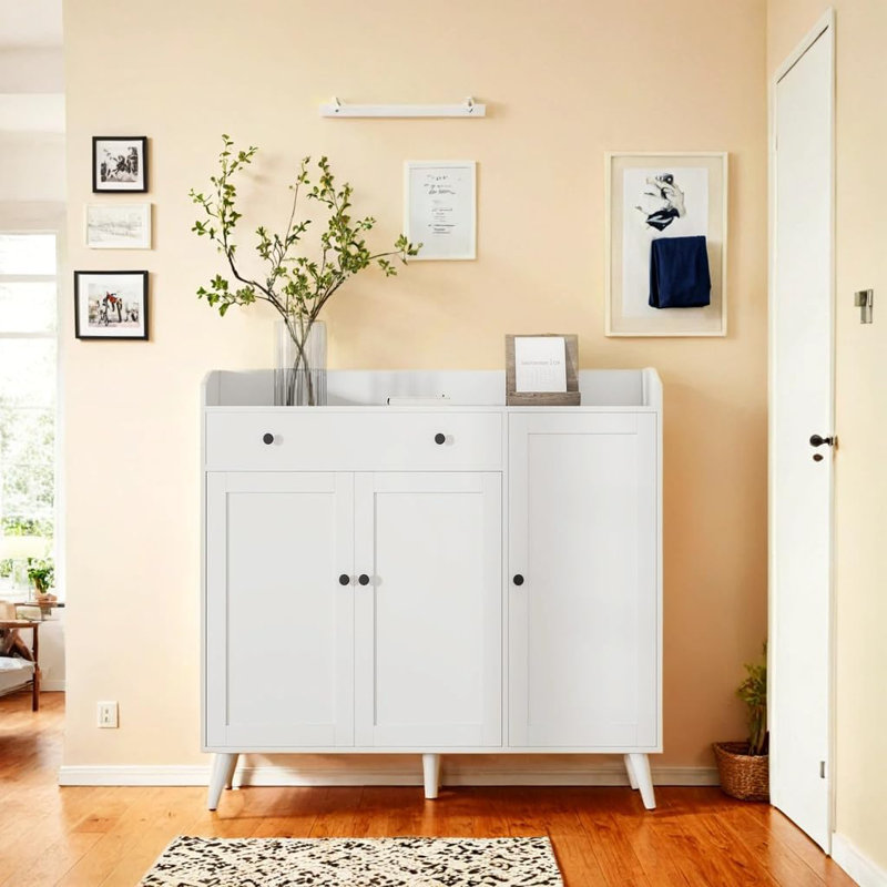 Large Shoe Cabinet Fit Up To Shoe Size 16, Shoe Storage Cabinet With 3 Doors And 1 Drawer, Wooden Shoe Organizer For Entryway