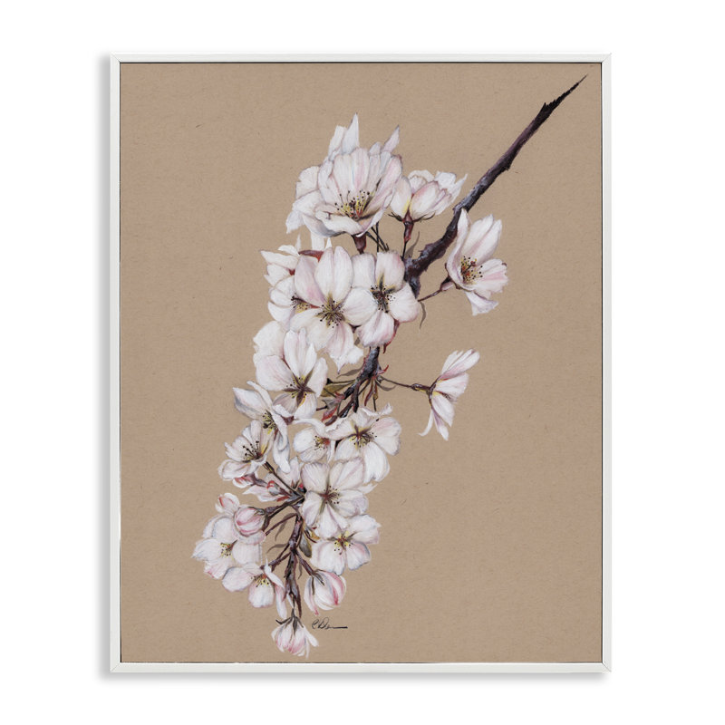 Giclée encadrée de fleurs de pommier délicates, conçue par Cady, H 30 po x l 24 po