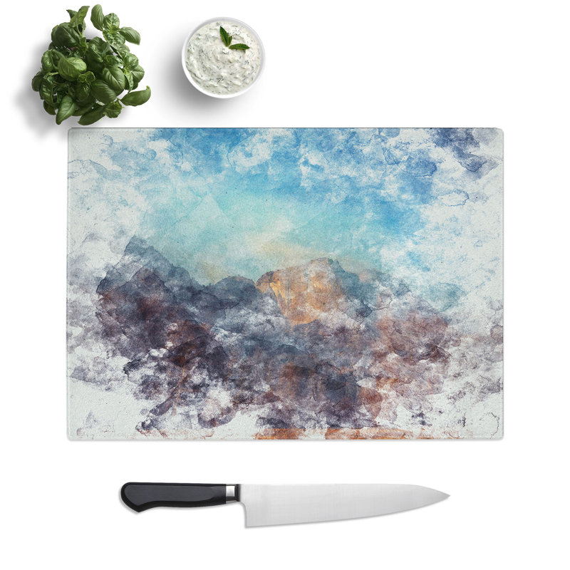Tempered Glass Mountain Path Chopping Board, 20 cm x 28.5 cm