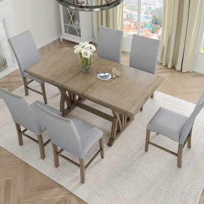 7 Piece Dining Set, Extendable Dining Table Set, Kitchen Table Set, Kitchen Table And Chairs