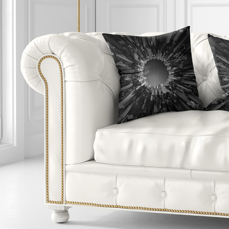 Futuriste fond noir - coussin abstrait imprimé, 16 po x 1 po, Coussin décoratif