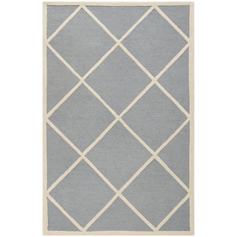 Deedgra Hand Tufted Wool Geometric Rug, Rectangle 4' x 6'