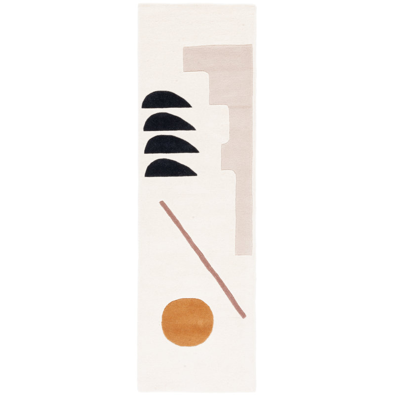 Alessandra Wool Abstract Area Rug in Ivory / Brown, Runner 2'3" x 6'