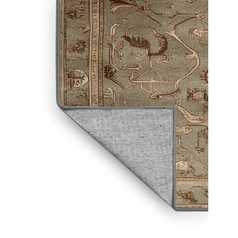 Tapis brun lavable à la machine, Carré 3 pi