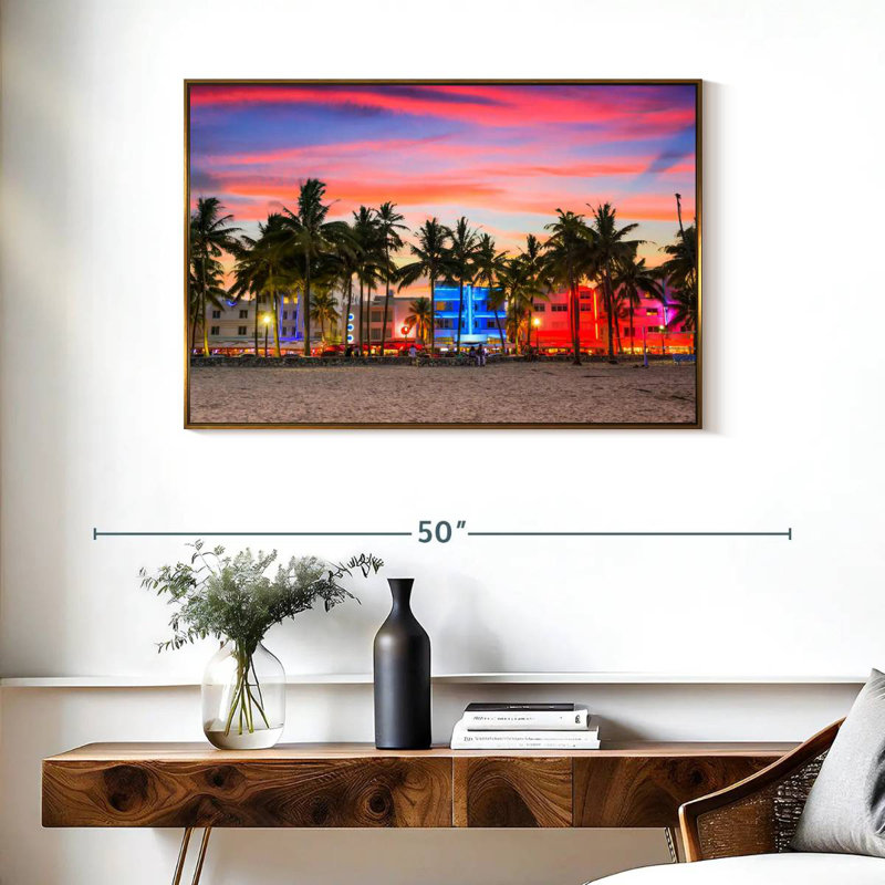 Miami Beach, États-Unis, Cadre flottant doré, 37 po x 25 po