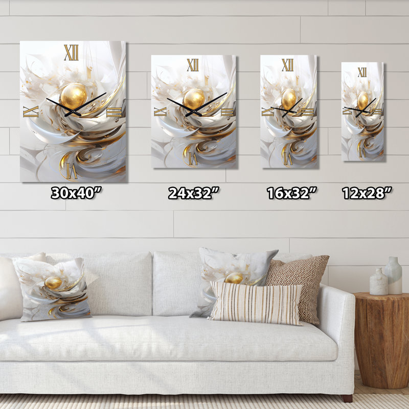 Horloge murale Fractal Gold Sphere I - Fractals, H 28 po x l 12 po x P 1 po
