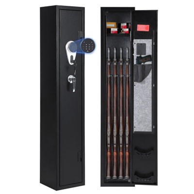 Armoire de rangement robuste pour armes à feu numérique pour 8 fusils et pistolets - Grand tiroir de rangement et tablettes réglables - Organisateur de rangement sécurisé pour armes à feu - Support à armes à feu verrouillable pour la sécurité domestique, noir
