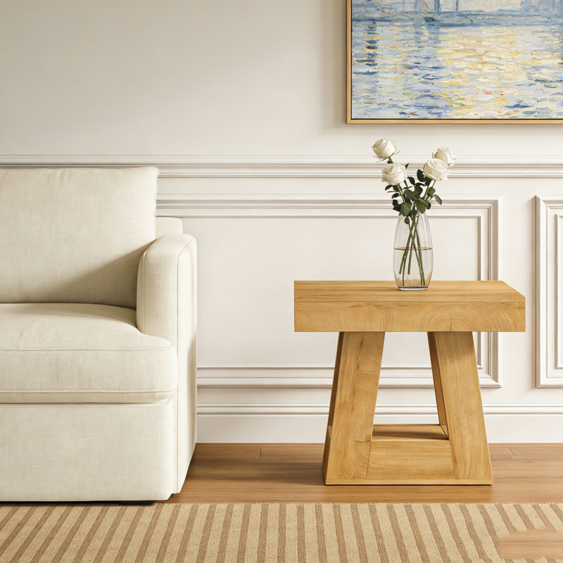 2-Tier Narrow Side Table with Trapezoid Base