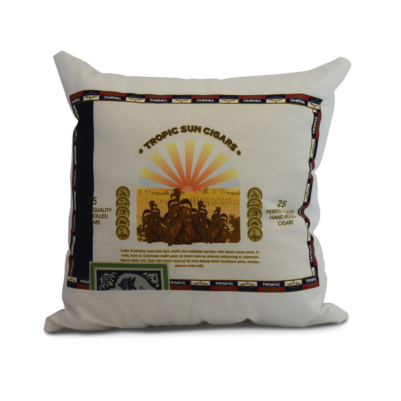 Cuban Flare Indoor/Outdoor Reversible Throw Pillow, 16" x 16", Navy Blue